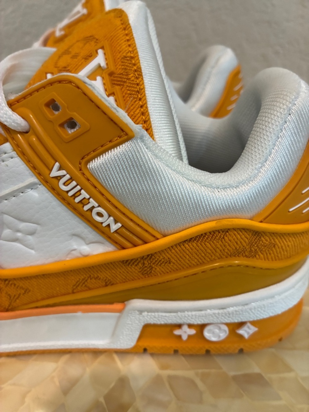Louis Vuitton Orange and White Sneakers with LV Logo size 38 - Picture 10 of 12